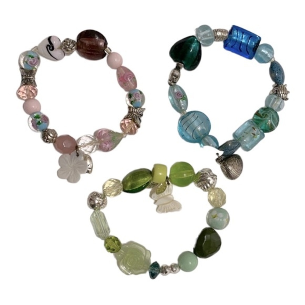 Multi-Color Elastic Bead Bracelet (Set of 3)
